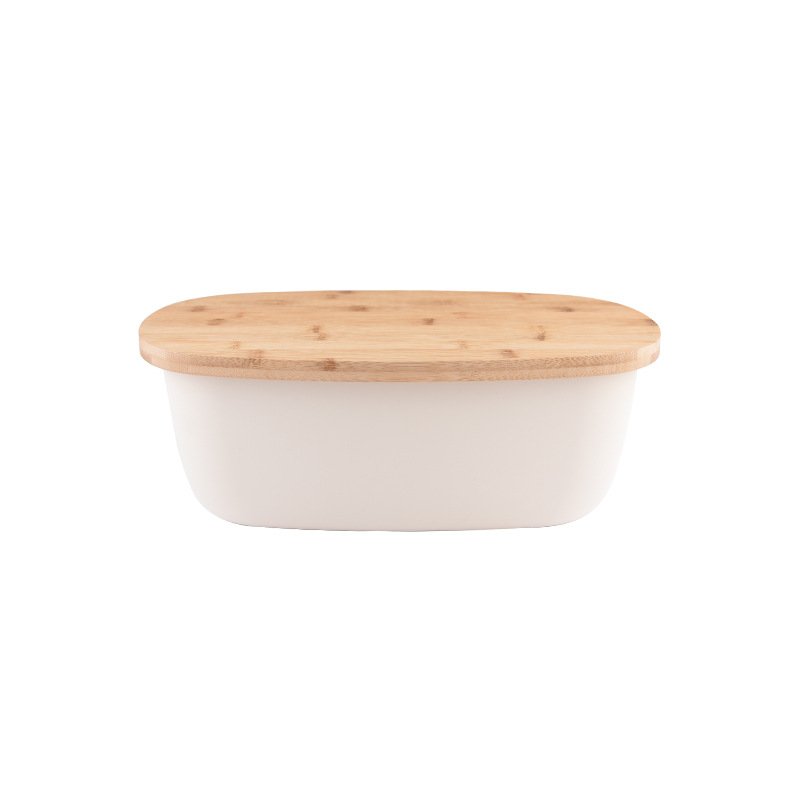 Hot sale storage kitchen food container Farmhouse Decor Counter top vintage Plastic bread box with wheat straw lid