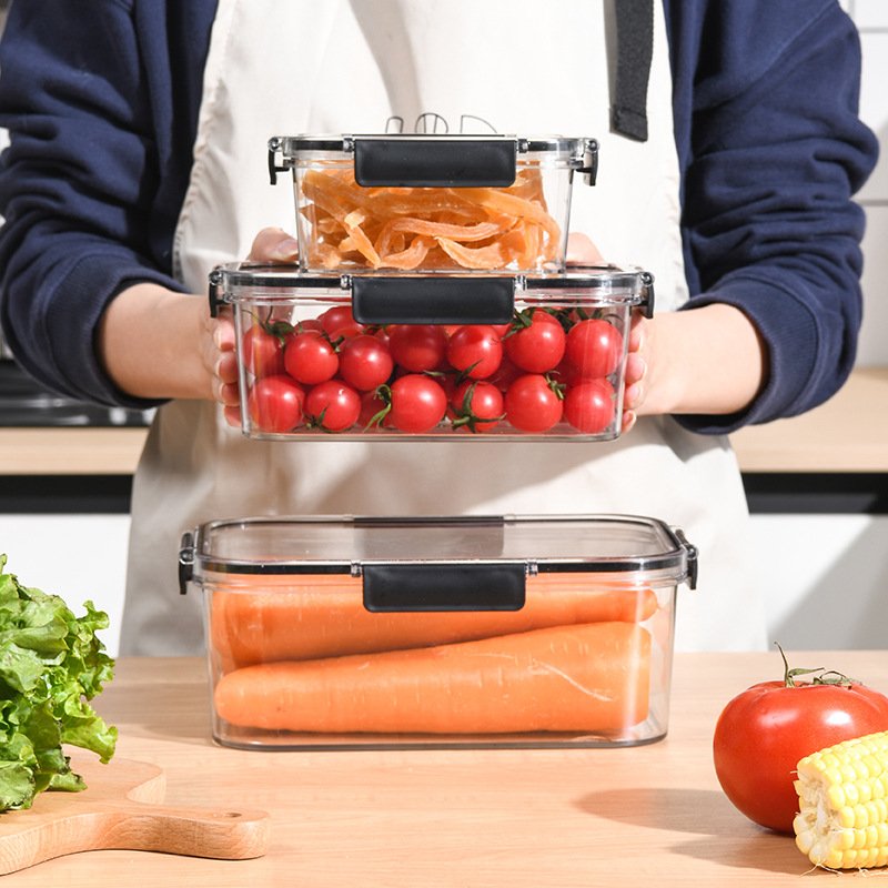 Transparent Sealed Food Storage Container with Lid Refrigerator Freezer Plastic Rectangle Preservation Box BPA Free Airtight Jar