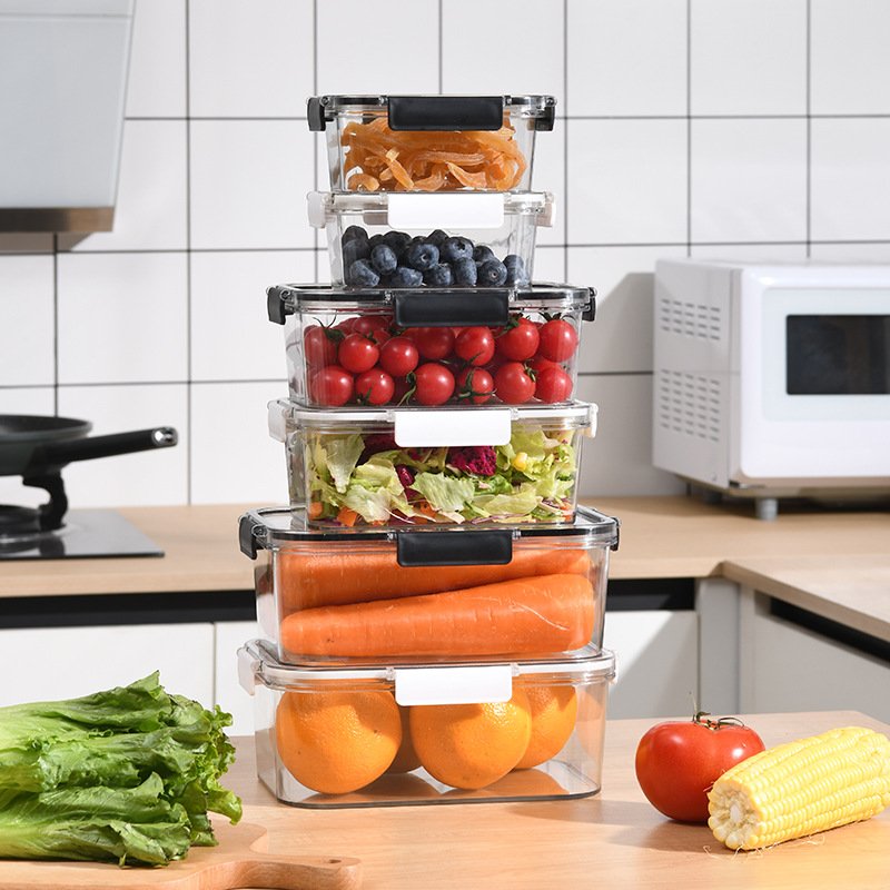Transparent Sealed Food Storage Container with Lid Refrigerator Freezer Plastic Rectangle Preservation Box BPA Free Airtight Jar