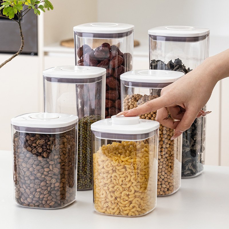 Dustproof Seal Moisture-proof Square Sealing Box Coarse Grain Storage Tank Snack Kitchen Food Storage Plastic Jar