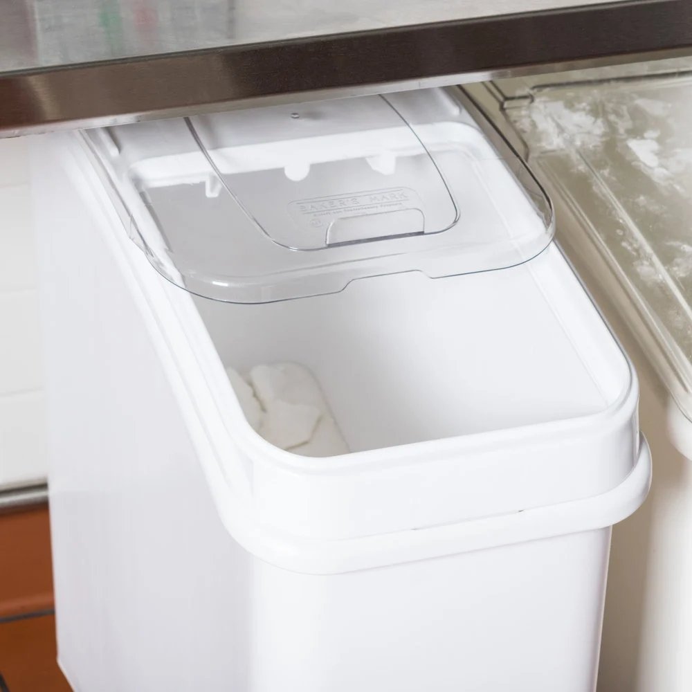 47L 120L 10 Gallon Commercial Kitchen Flip Lid Sugar Flour Storage Container Plastic PP Shelf Ingredient Bins