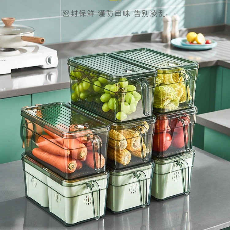 Factory Wholesale Refrigerator Storage Box with Handle Kitchen Fresh Vegetable and Fruit Organizer Multifunctional Storage Box