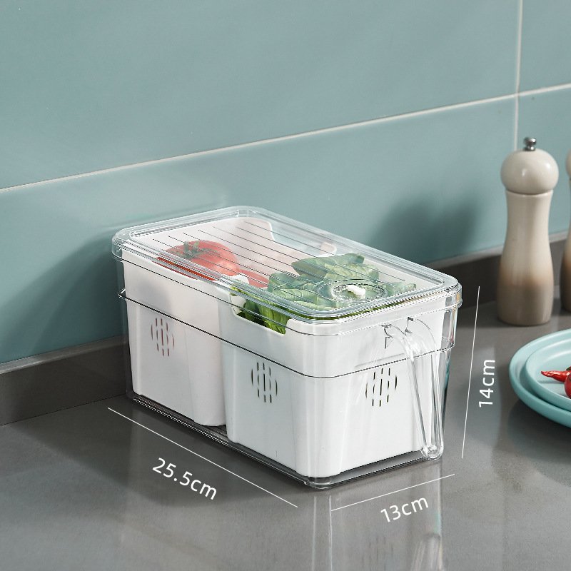 Factory Wholesale Refrigerator Storage Box with Handle Kitchen Fresh Vegetable and Fruit Organizer Multifunctional Storage Box