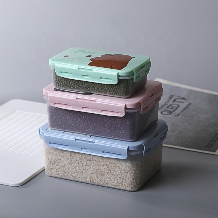 Kitchen Accessories Microwave Safe Fridge Organizer 3 PCS Set Airtight Plastic Food Storage & Container