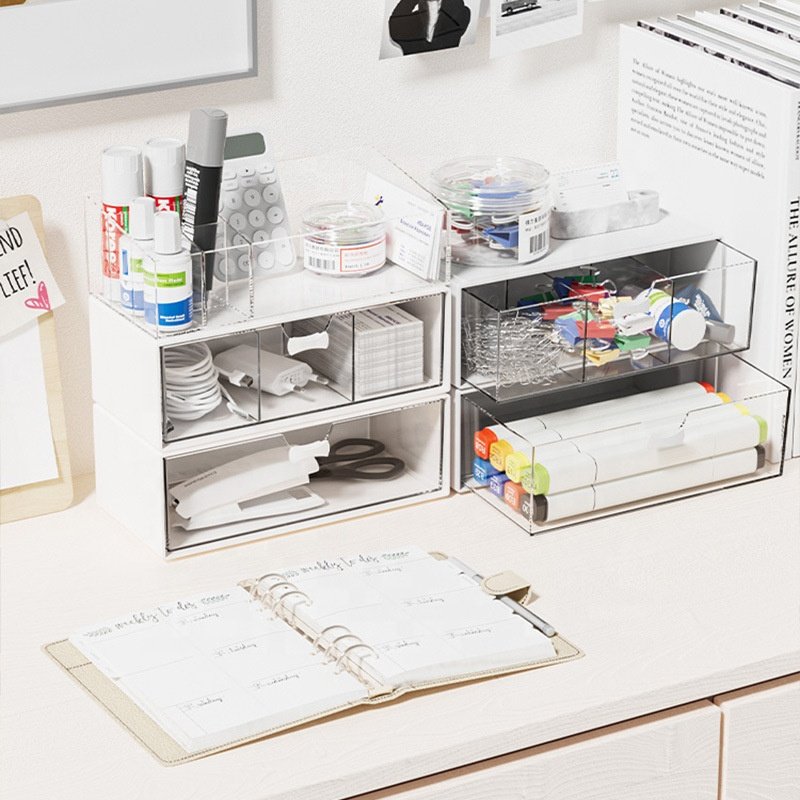 New Design Plastic Clear Makeup Storage Drawer Organizer Free Combination Transparent Cosmetic Storage Box