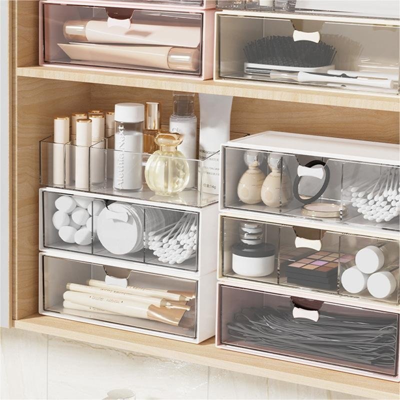 New Design Plastic Clear Makeup Storage Drawer Organizer Free Combination Transparent Cosmetic Storage Box