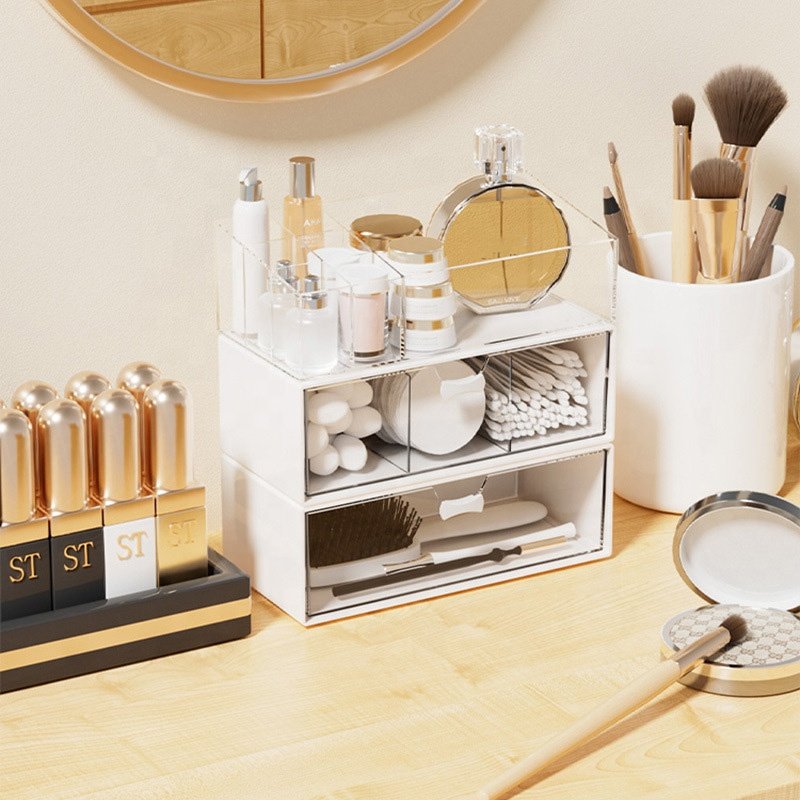New Design Plastic Clear Makeup Storage Drawer Organizer Free Combination Transparent Cosmetic Storage Box