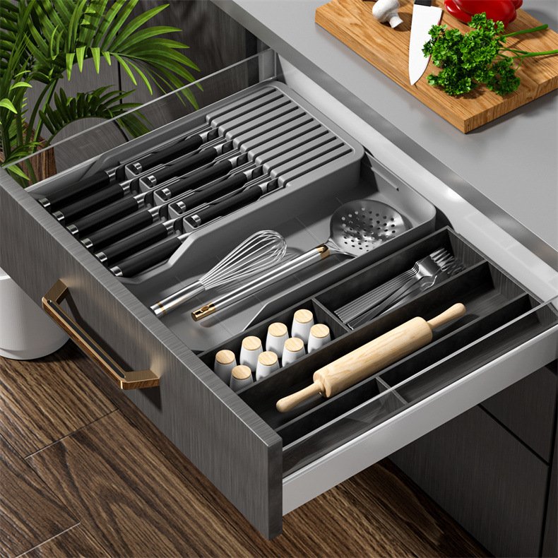 Multifunctional Convenient Compartment Storage Boxes Cutlery Spoon Knife Fork Divided Organizer Kitchen Drawer Storage