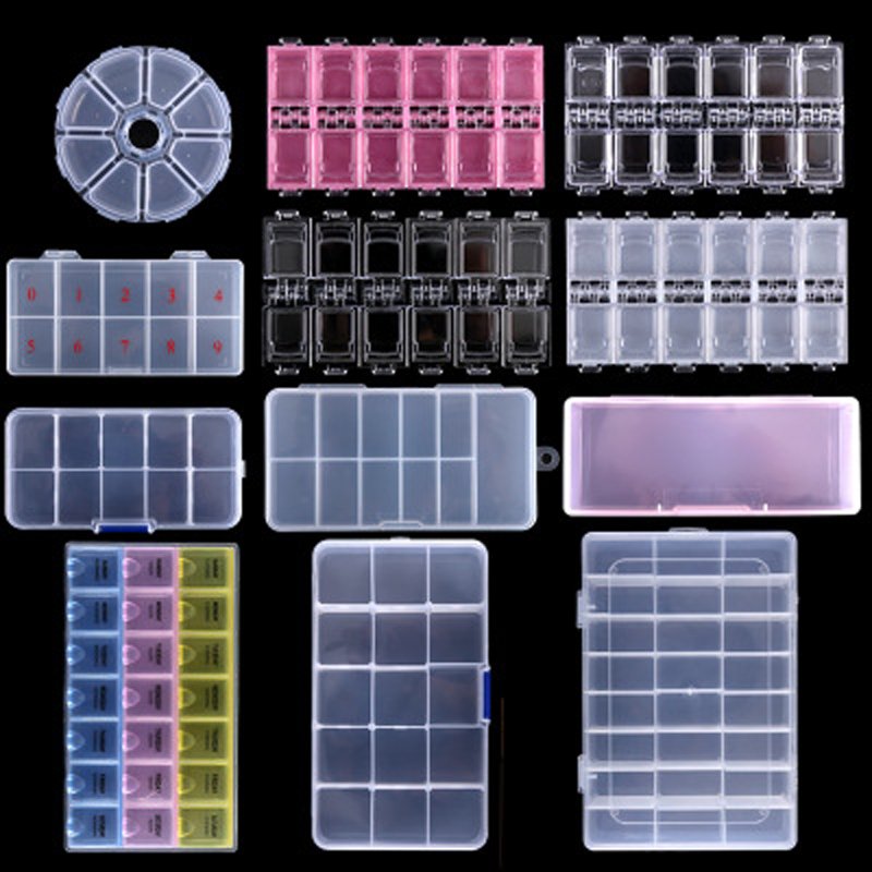 12 Styles Multi-functional plastic jewelry adjustable storage box tray for tips nail art accessories