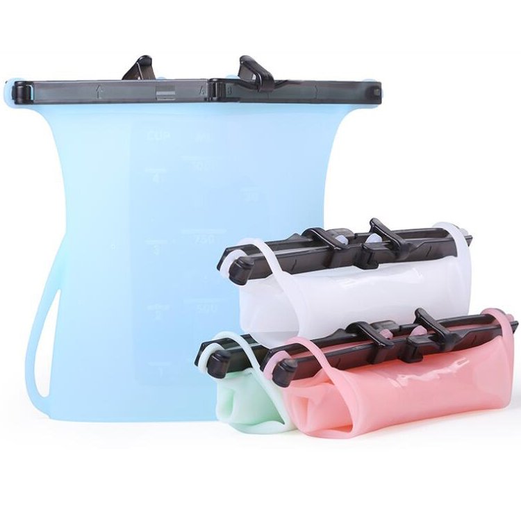 Home Organization Storage Reusable BPA Free Airtight Silicone Freezer Food Storage Bags for Marinate Food Fruit Cereal Sandwich