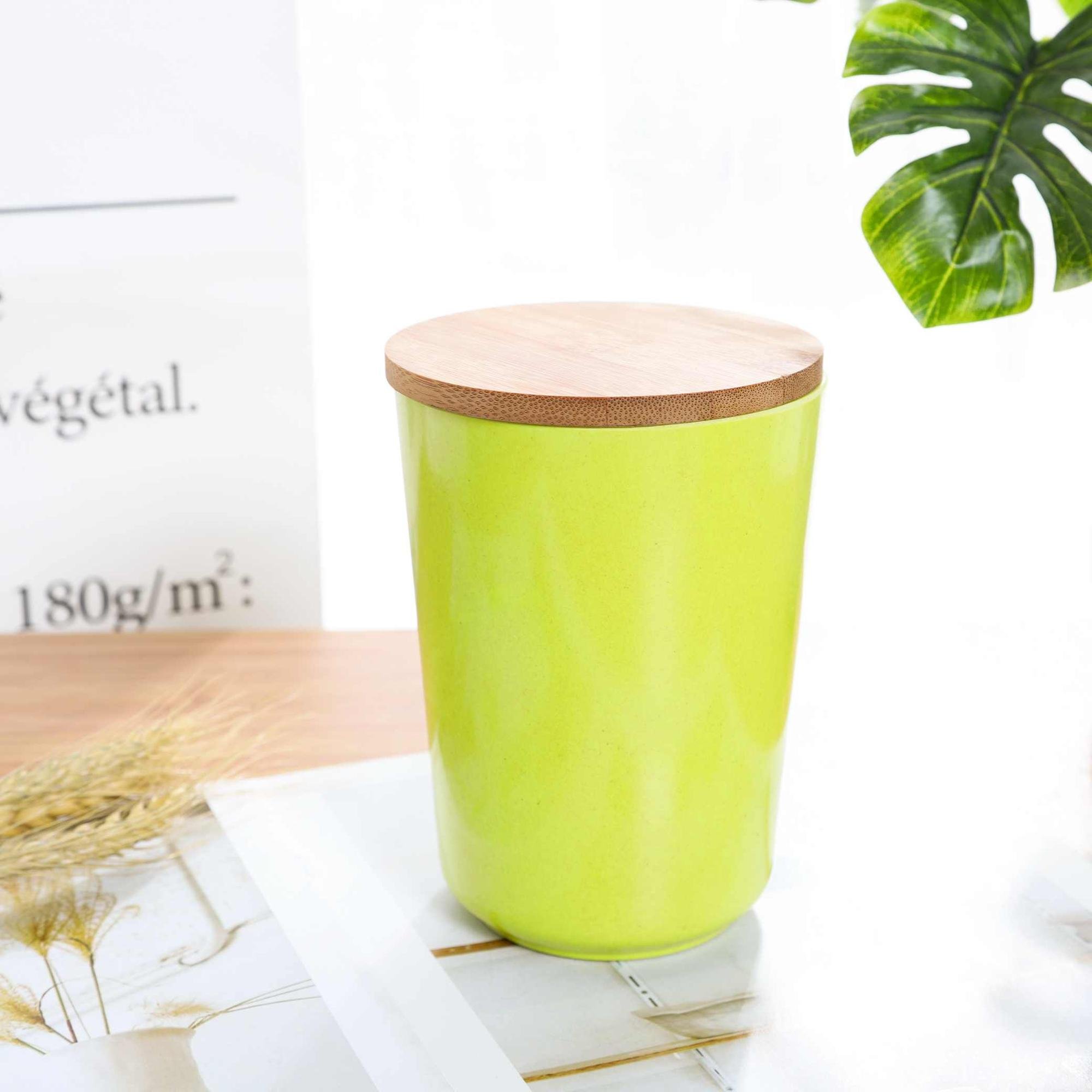 Modern Vintage Kitchen Storage Jars with Bamboo Lids Wood Canisters for Coffee Sugar Tea Flour Safe Food Storage Containers Logo