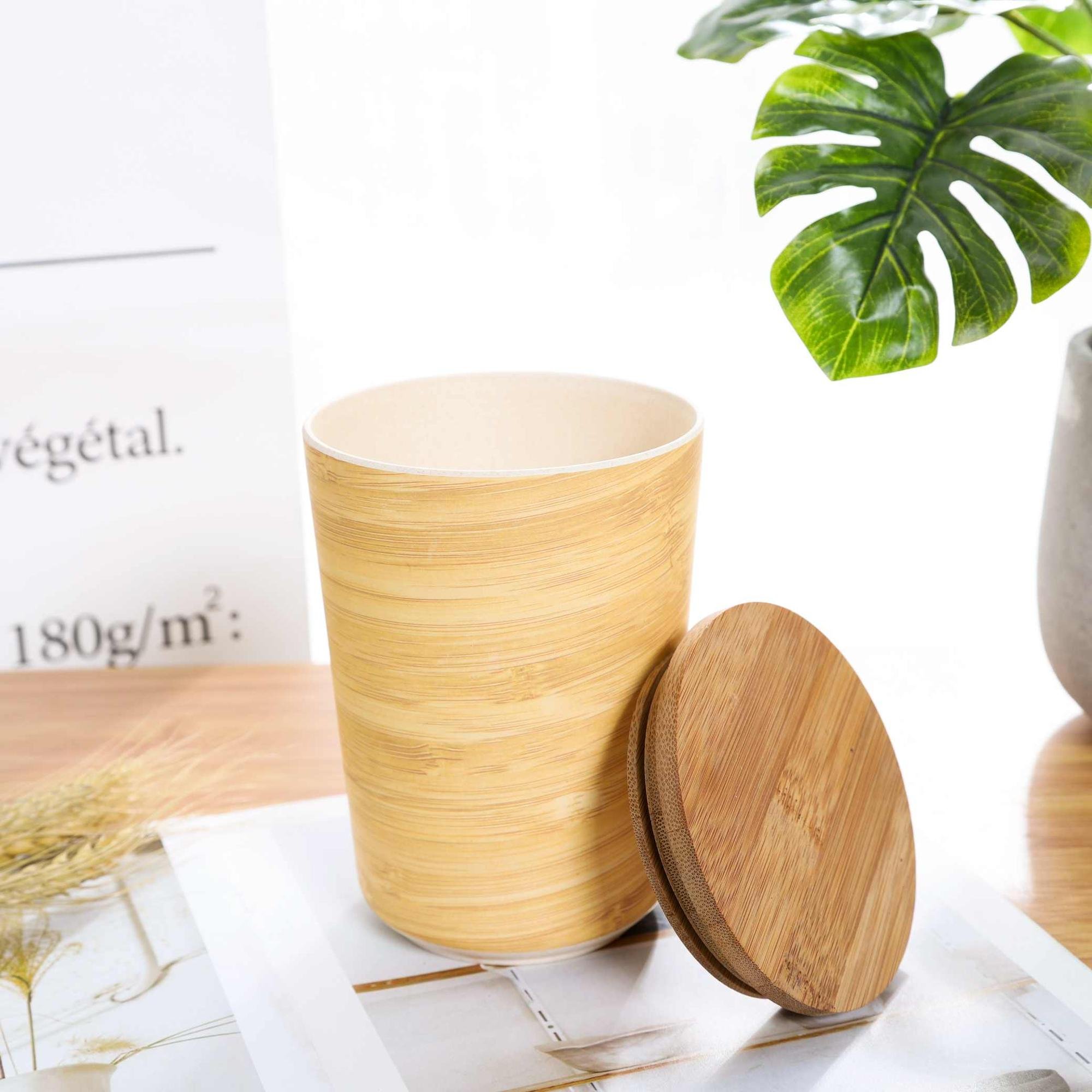 Modern Vintage Kitchen Storage Jars with Bamboo Lids Wood Canisters for Coffee Sugar Tea Flour Safe Food Storage Containers Logo