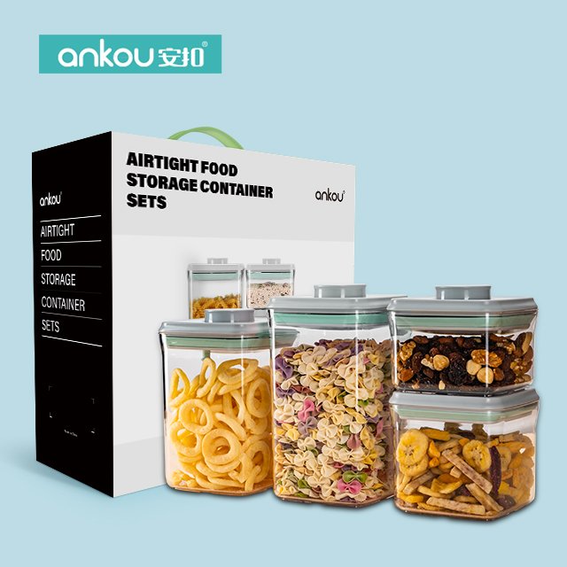 High Quality gift items Square four-piece set plastic storage box kitchen storage containers For Food Kitchen Storage