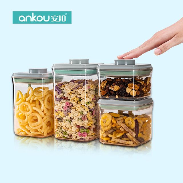 High Quality gift items Square four-piece set plastic storage box kitchen storage containers For Food Kitchen Storage
