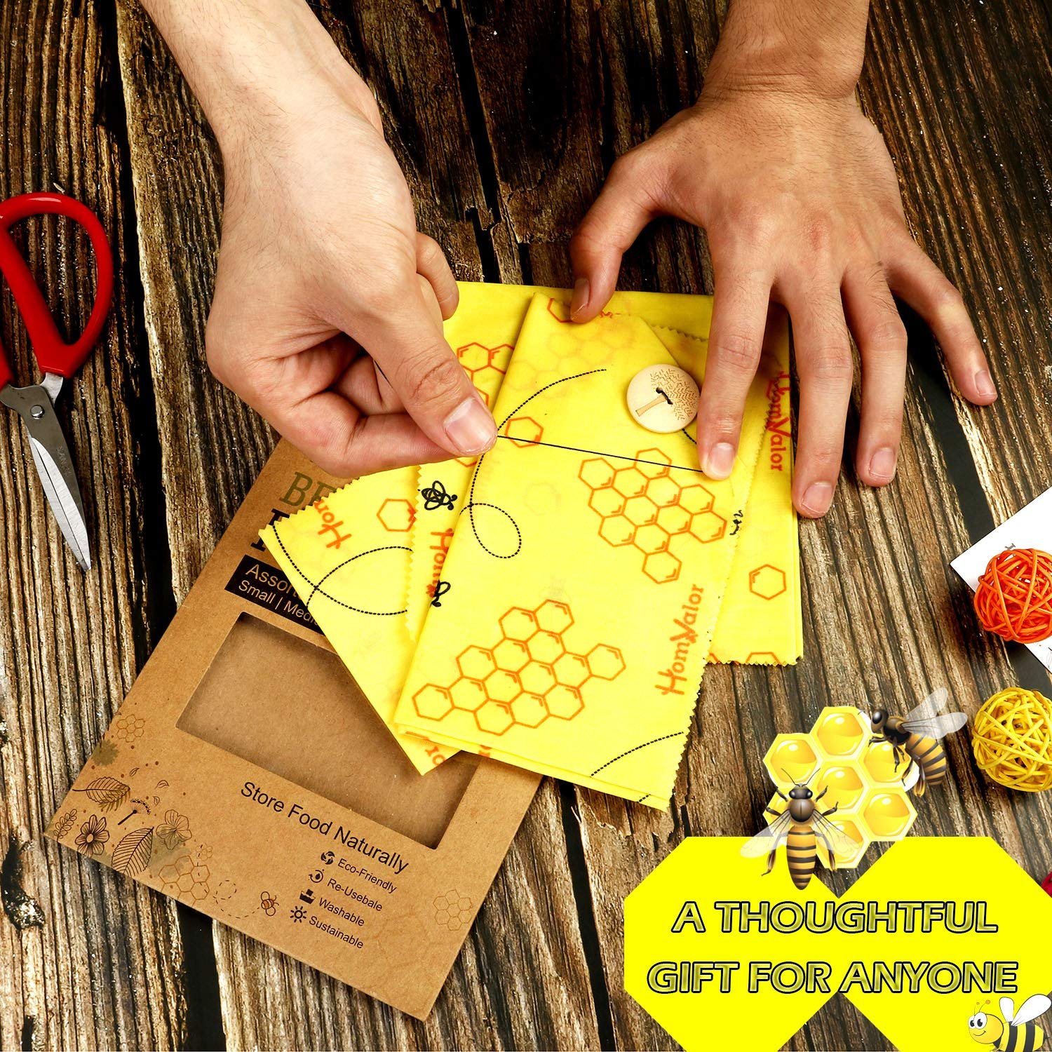 Reusable Beeswax Food Wrap Eco Friendly Organic Bees Wax Food Storage Wrappers