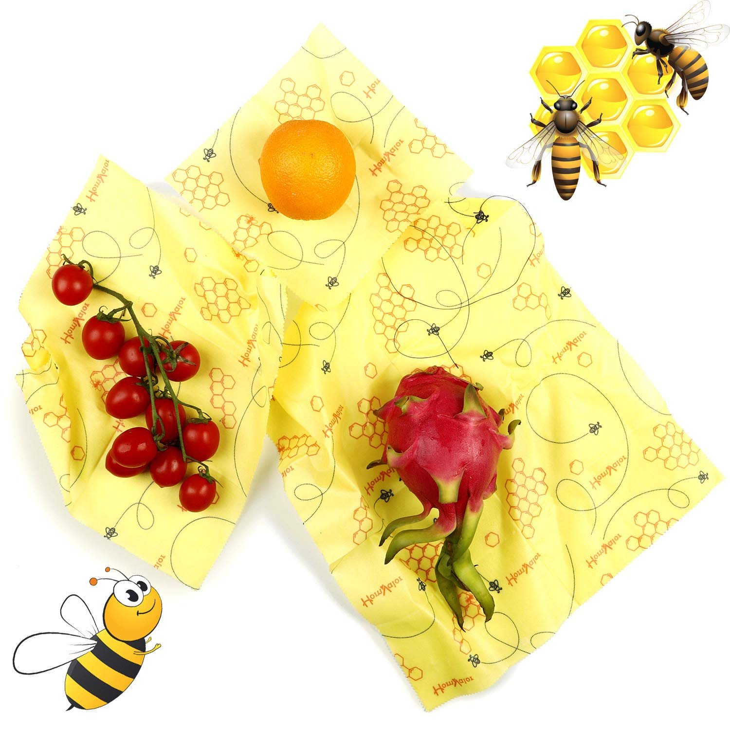 Reusable Beeswax Food Wrap Eco Friendly Organic Bees Wax Food Storage Wrappers