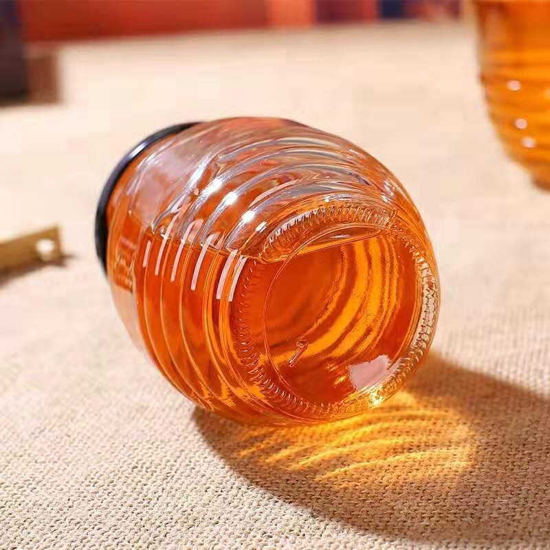 Wholesale Glass Bottle Honey Pot Jar For Food Storage Honeycomb Jar 120g 250g 500g 1000g With Lid