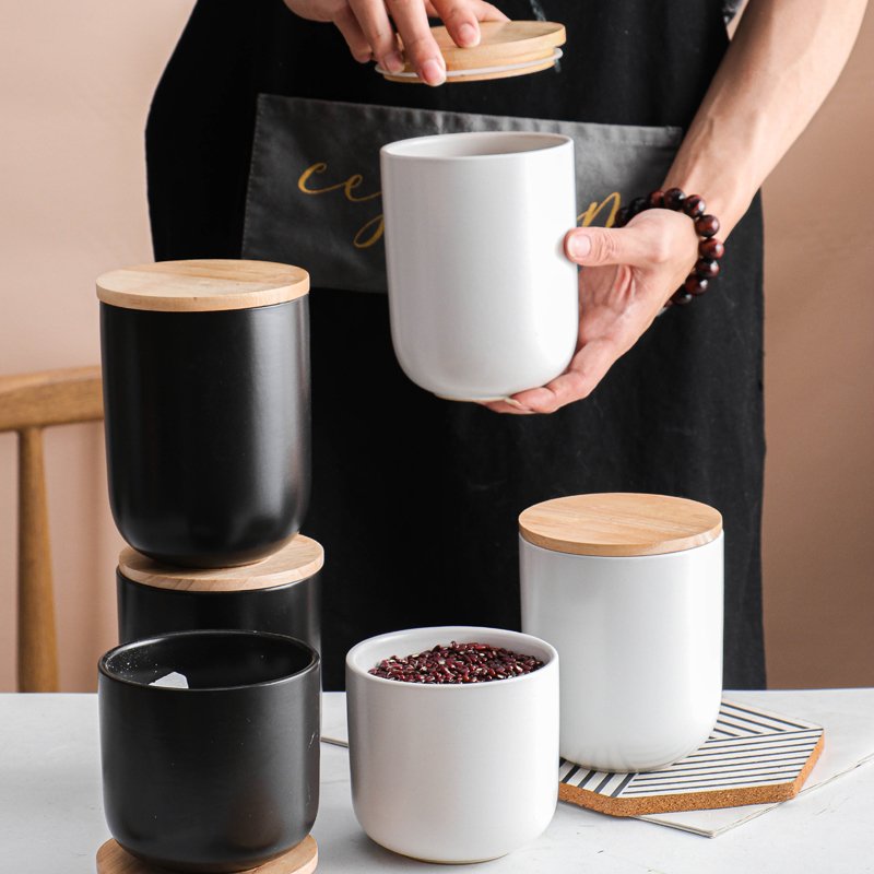 kitchen porcelain food storage restaurant condiment containers custom logo ceramic tea coffee sugar canisters