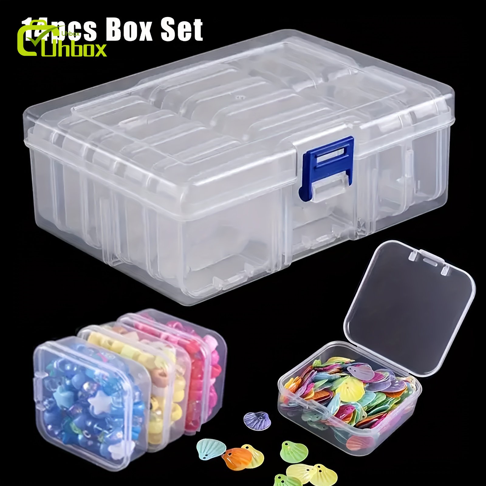 Transparent 14 Grid Plastic Storage Box Modern Mini Multifunctional Sorting Jewelry Case Art Embroidery Beads Diamond Painting