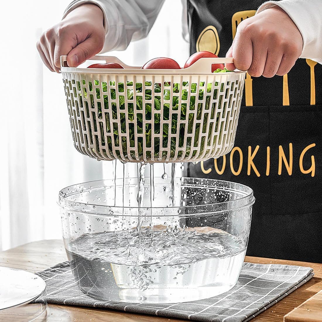 Multiple Transparent Fridge Vegetable Fruit Food Storage Container Basket with Removable Colanders