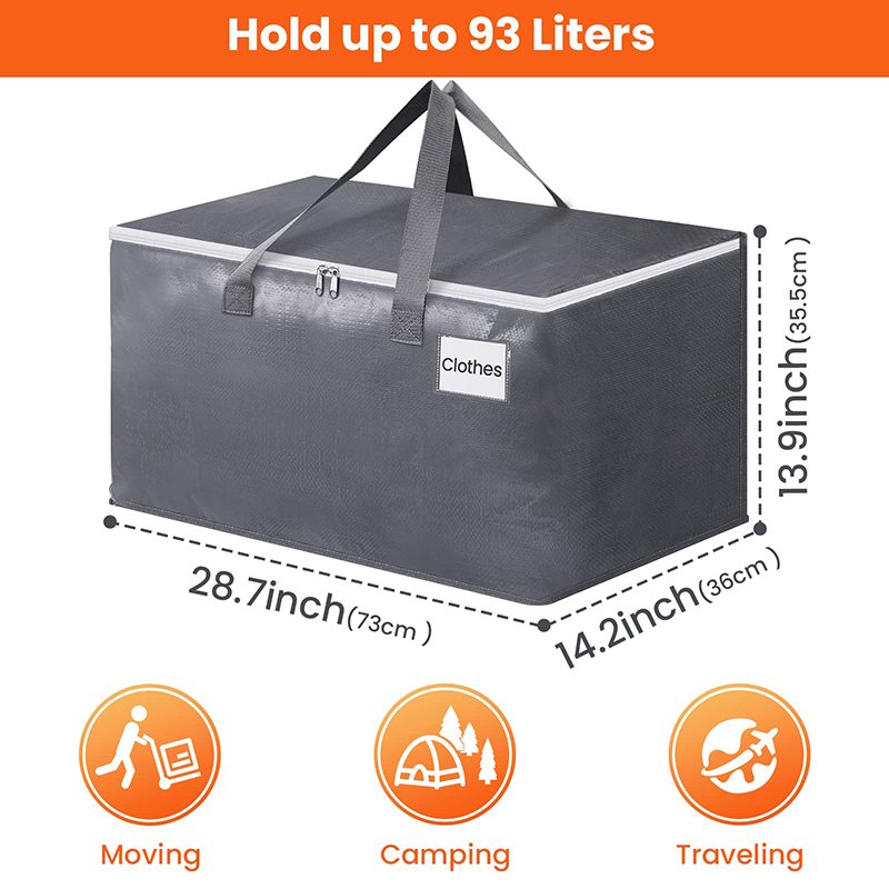 New Design 6 Pack Extra Large House Moving Bags With Zippers Waterproof Heavy Duty Storage Bag