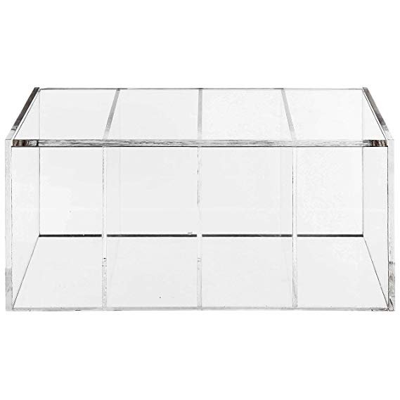 Deluxe Clear Acrylic 4 Compartment Hinge Lid Capsule Holder/Tea Bag Organizer Storage Box