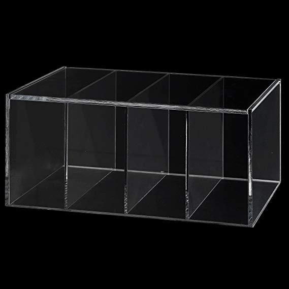 Deluxe Clear Acrylic 4 Compartment Hinge Lid Capsule Holder/Tea Bag Organizer Storage Box