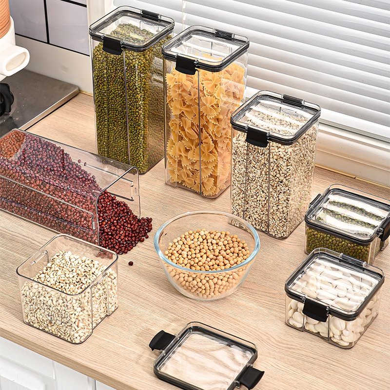 Different Capacity Clear Crisper Sealed Cans Airtight Kitchen Transparent Food Container Storage Container Box Plastic With Lids