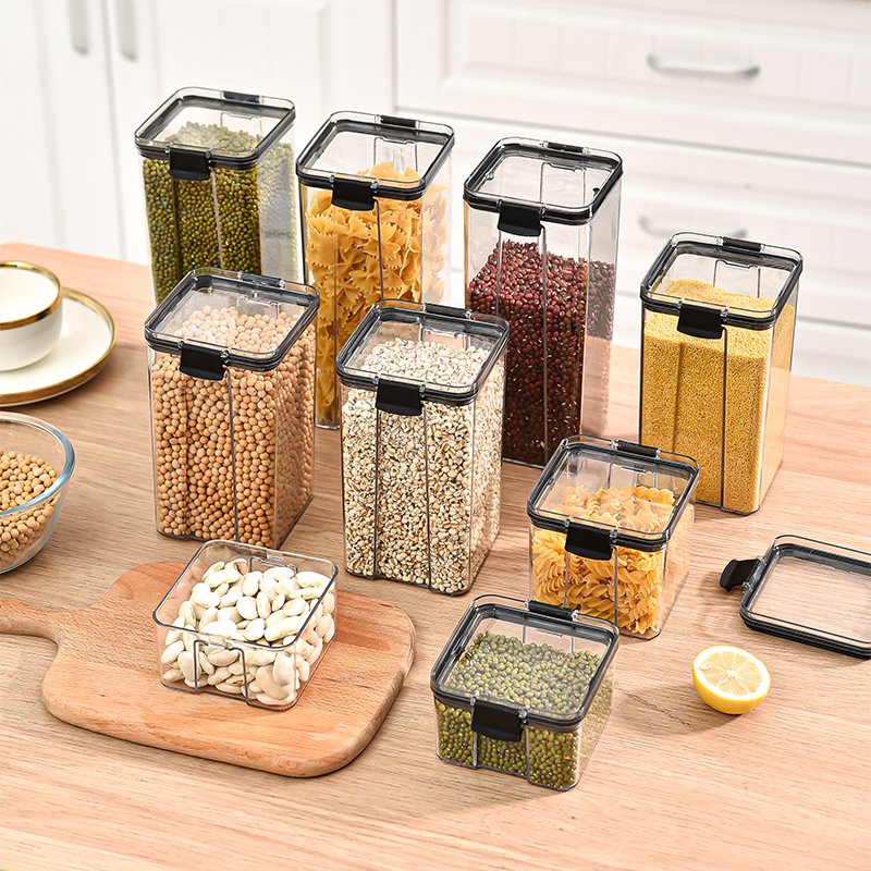 Different Capacity Clear Crisper Sealed Cans Airtight Kitchen Transparent Food Container Storage Container Box Plastic With Lids