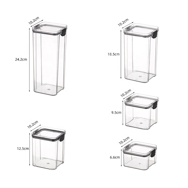 Different Capacity Clear Crisper Sealed Cans Airtight Kitchen Transparent Food Container Storage Container Box Plastic With Lids