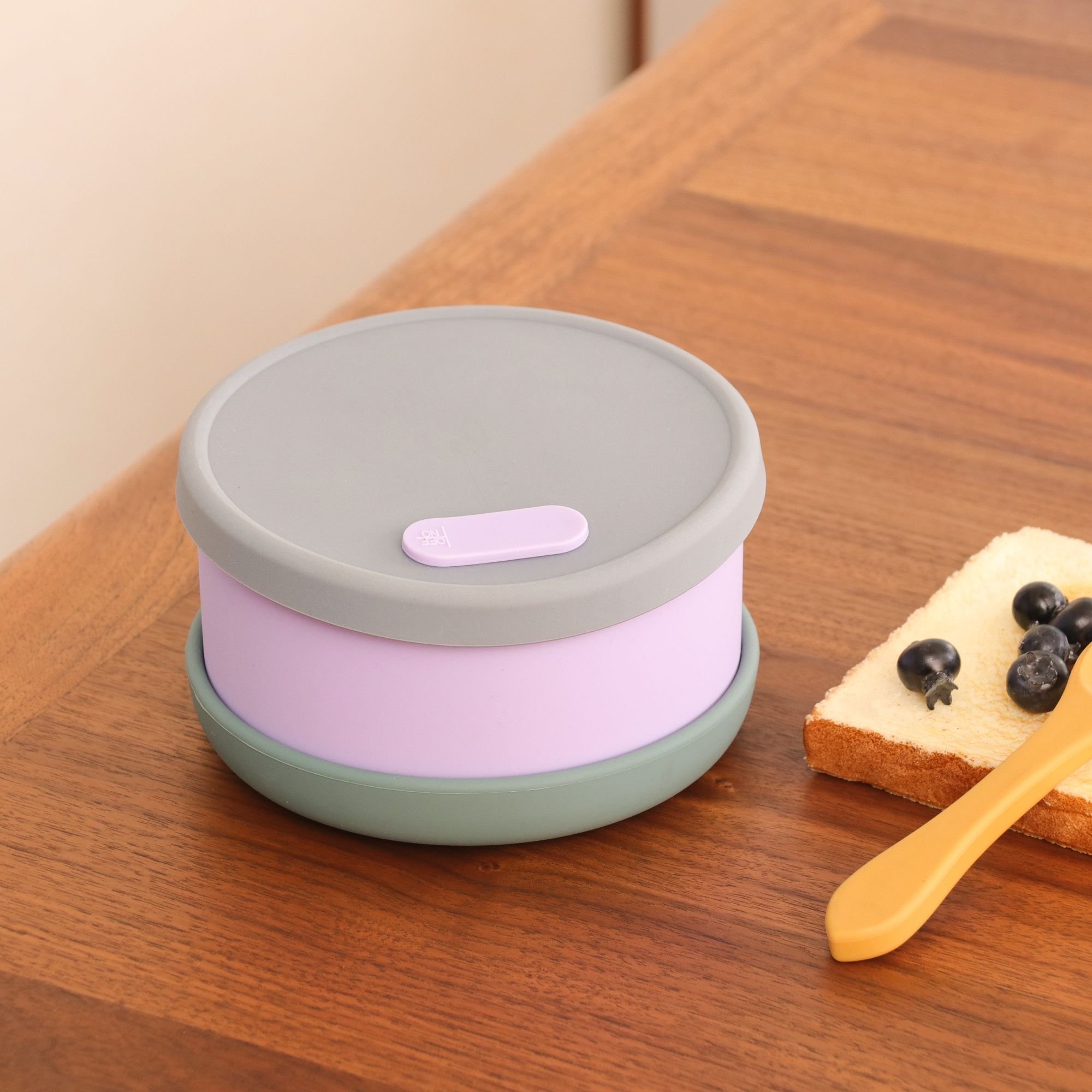Round Shaped Leakproof Custom Eco Silicone Bento Lunch Box for Kids and Adult microwave use