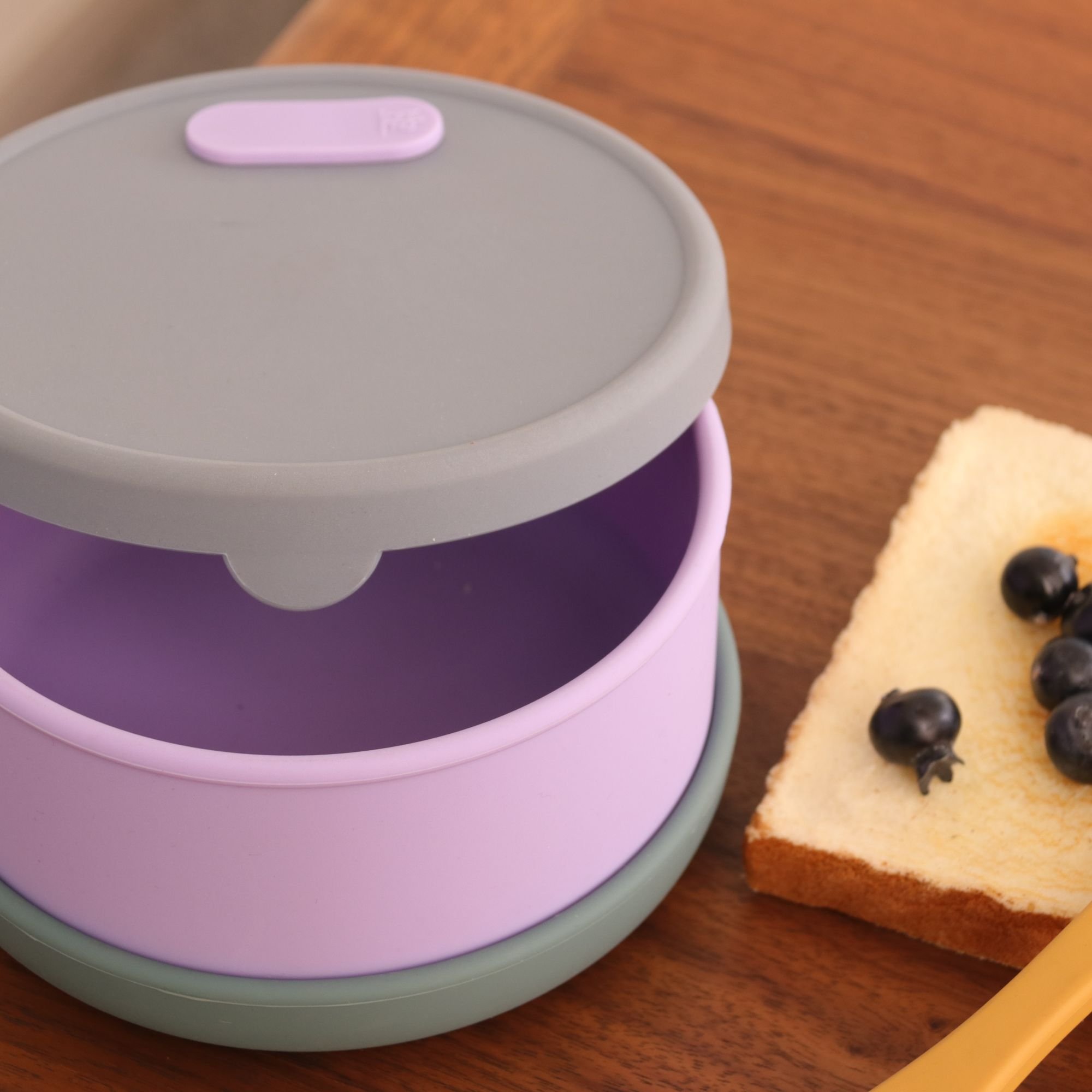 Round Shaped Leakproof Custom Eco Silicone Bento Lunch Box for Kids and Adult microwave use