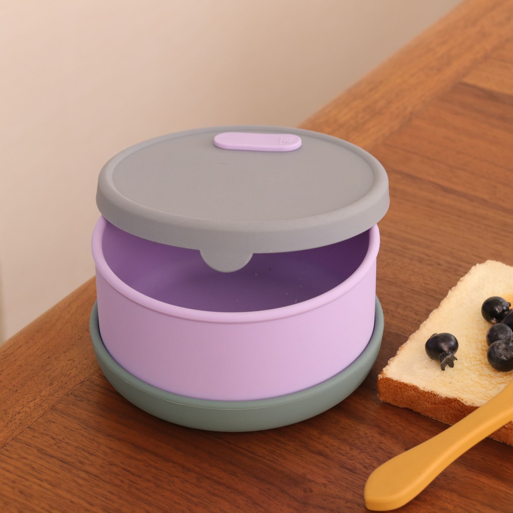 Round Shaped Leakproof Custom Eco Silicone Bento Lunch Box for Kids and Adult microwave use