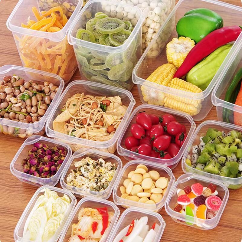 17 Pcs/set Transparent Kitchen Storage Container Box Food Container Refrigerator Organizer Snacks Nuts Fruits Storage Box Jars