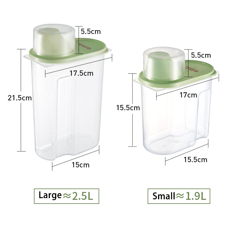 BPA Free Clear Pantry Organization Kitchen Rice Dispenser Grain Flour Plastic Food Storage Container With Measuring Cup