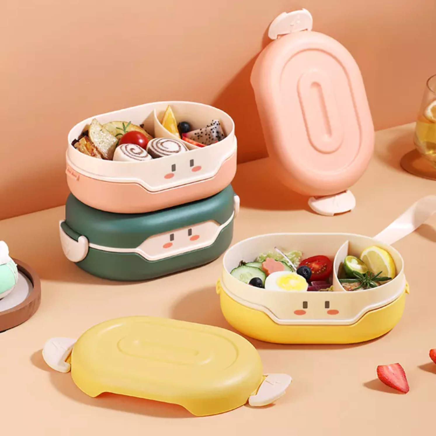 Children's Mini Cute Cartoon Food Storage School Portable Plastic Food Grade Japanese Lunch Box loncheras escolares kids