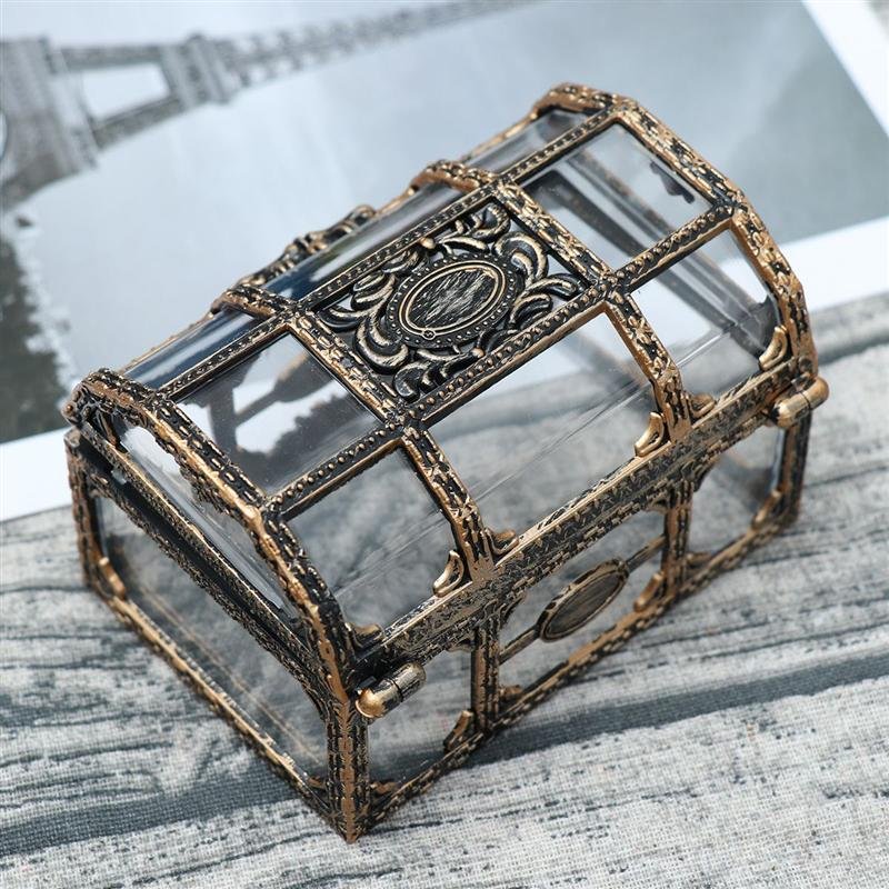 Vintage Transparent Pirate Treasure Storage Box Candy Jewelry Crystal Gem Trinket Box