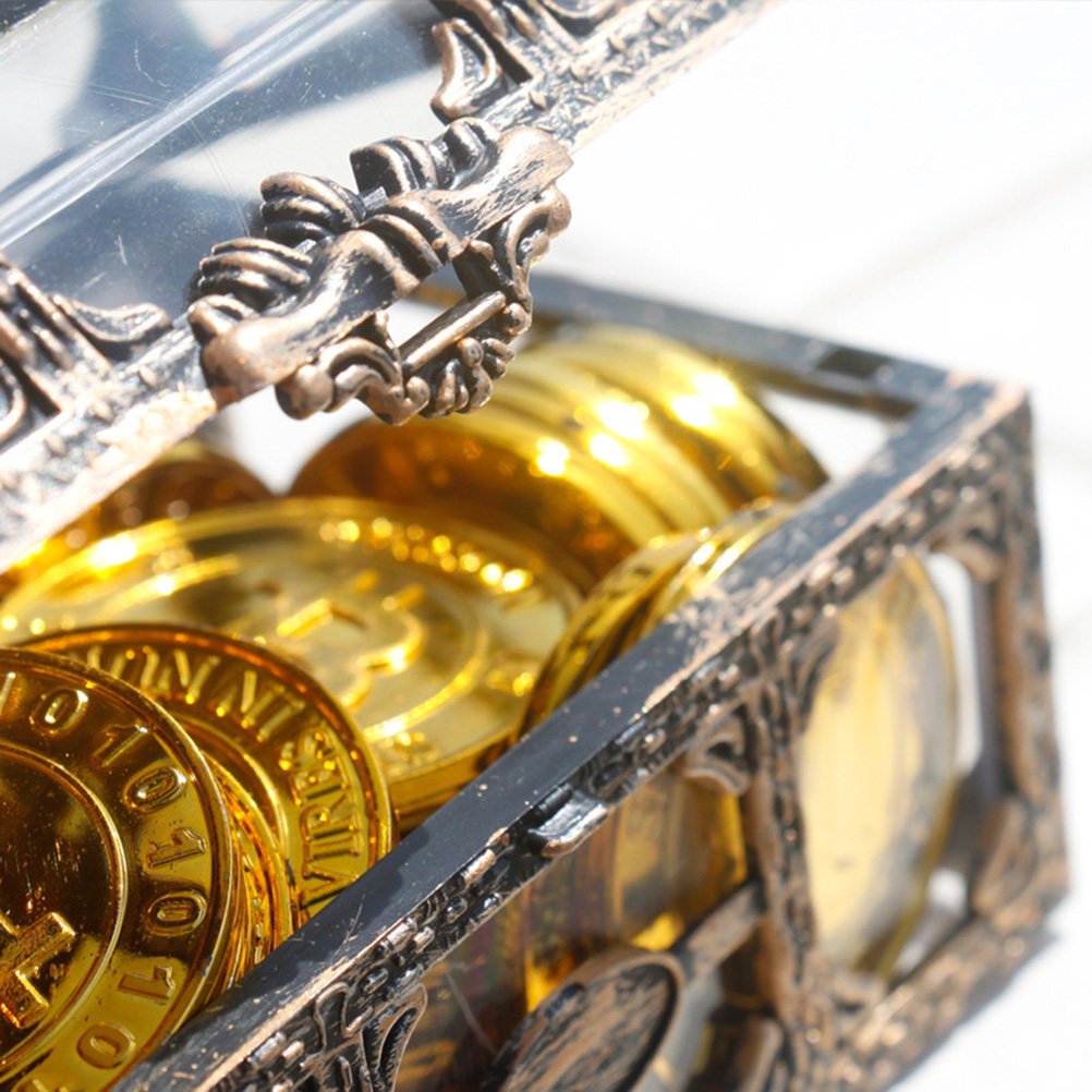 Vintage Transparent Pirate Treasure Storage Box Candy Jewelry Crystal Gem Trinket Box