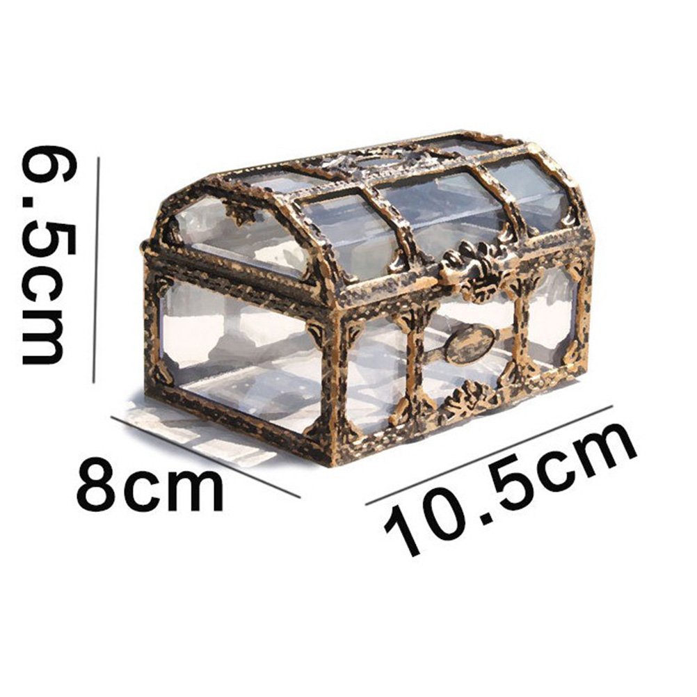 Vintage Transparent Pirate Treasure Storage Box Candy Jewelry Crystal Gem Trinket Box