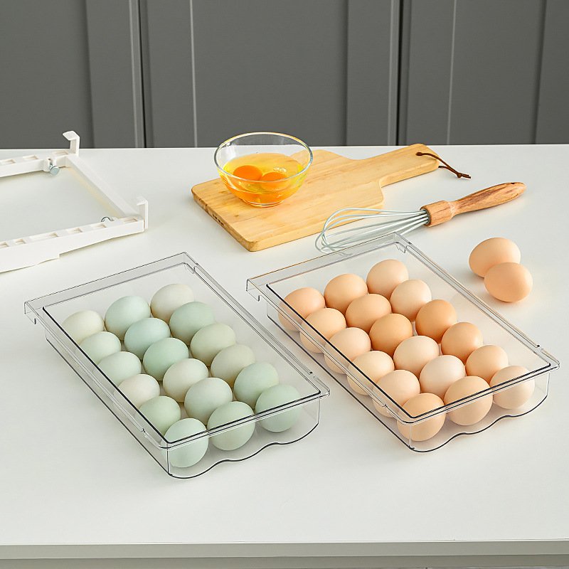 Plastic Transparent PET Slide Drawer Refrigerator Egg Storage Box Fruit and Vegetable Storage Box Food Storage