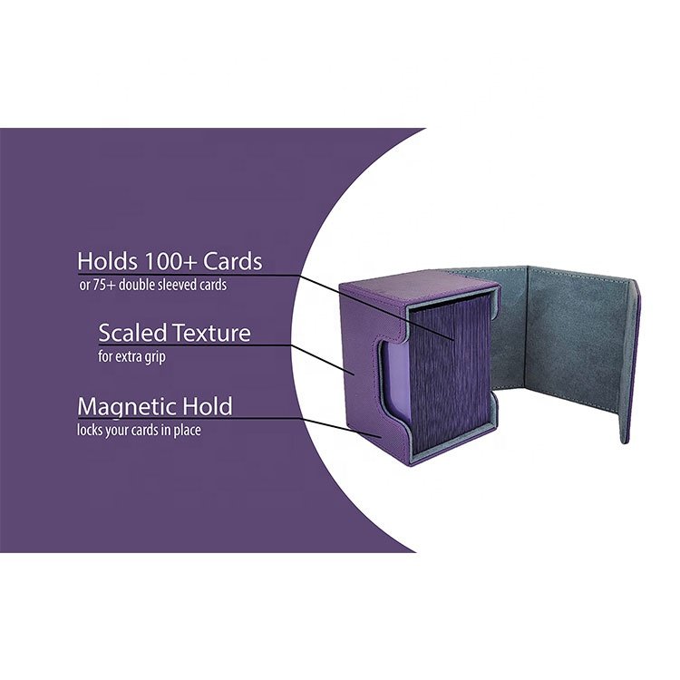 Wholesale PU Leather Trading Yugioh Collecting Board Game Accessories Card Deck Box Flip Deck Box