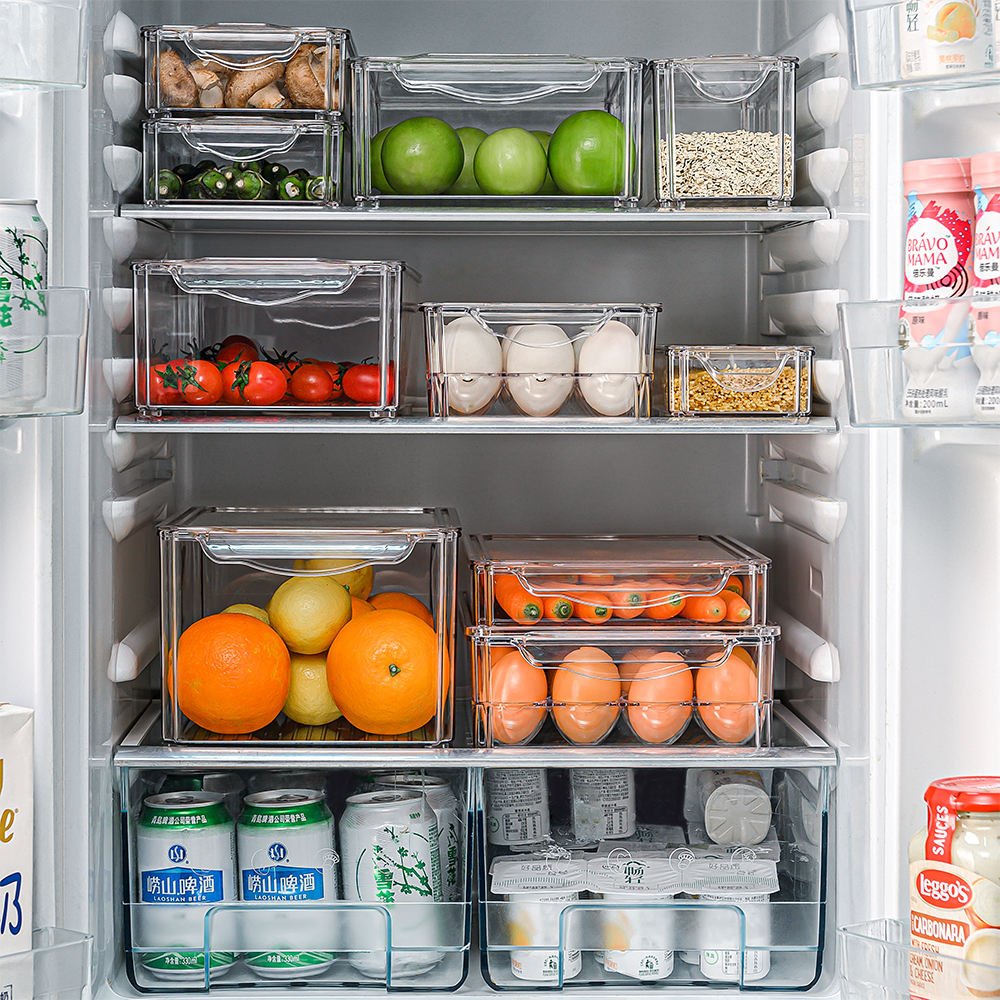 Refrigerator clear plastic vegetable food storage container box