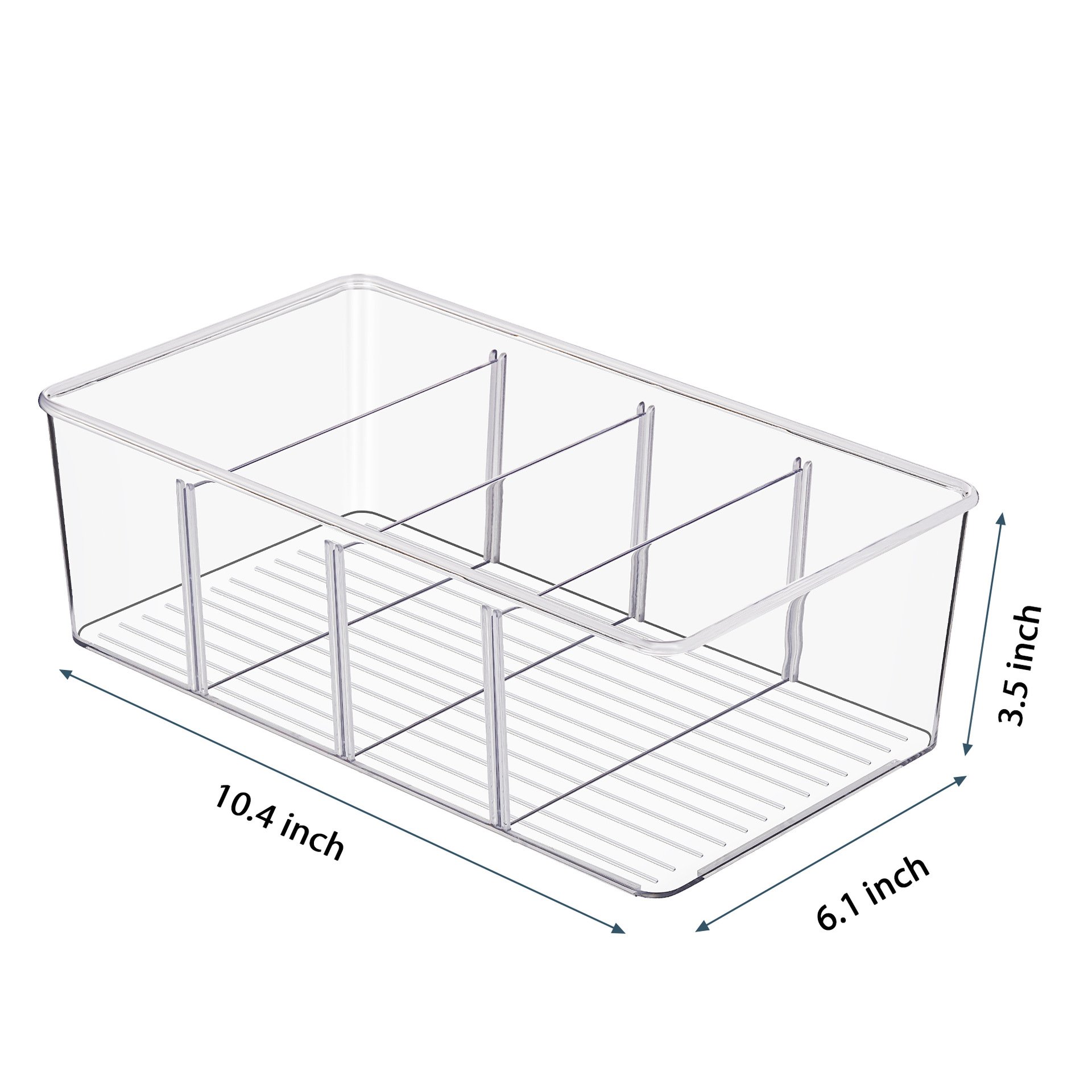 Plastic Food Storage Organizer Bins Divided Compartment Holder for Snacks Stackable Fridge Organizers for Freezer