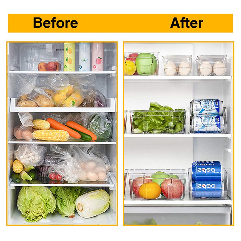 6-Piece Set Kitchen Transparent Storage Box Egg Box Easy Drink Refrigerator Storage Box