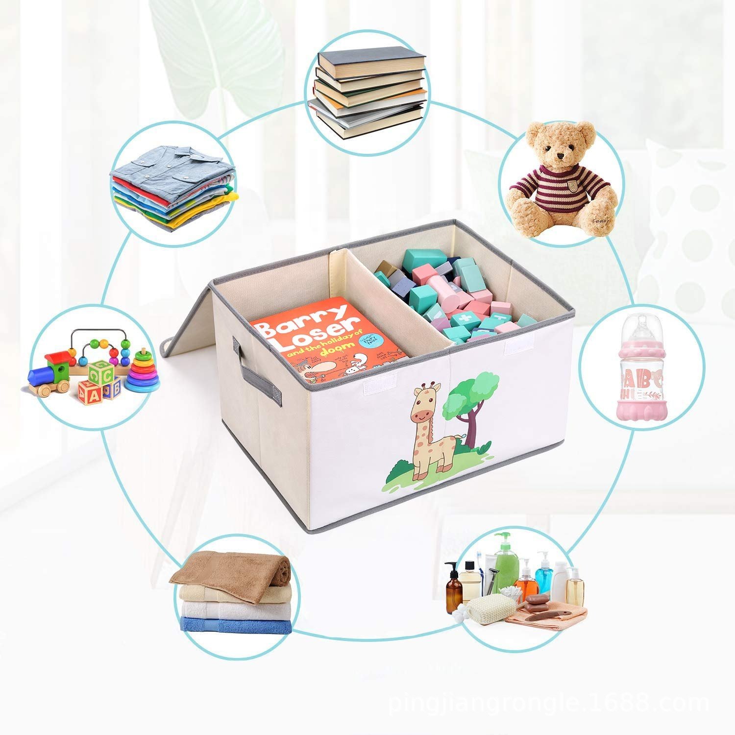 Giraffe storage box Foldable Large Capacity Baby Organizer Toy Storage Chest Kids Basket Organizer Kids Toy Kids Storage Boxes