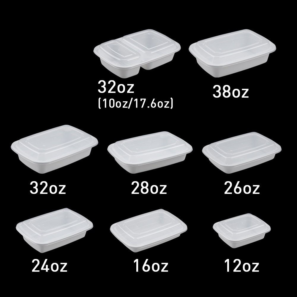 12oz 16oz 24oz 26oz 28oz 32oz 38oz Plastic Food Container Disposable Microwavable Food Storage Meal Prep Containers