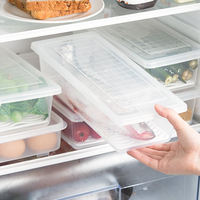 Fridge Organizer Case Removable Drain Plate Tray Container Box Home Kitchen Storage Crisper Sealing Food Storage Container
