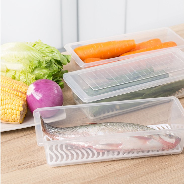 Fridge Organizer Case Removable Drain Plate Tray Container Box Home Kitchen Storage Crisper Sealing Food Storage Container