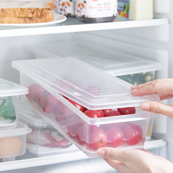 Fridge Organizer Case Removable Drain Plate Tray Container Box Home Kitchen Storage Crisper Sealing Food Storage Container