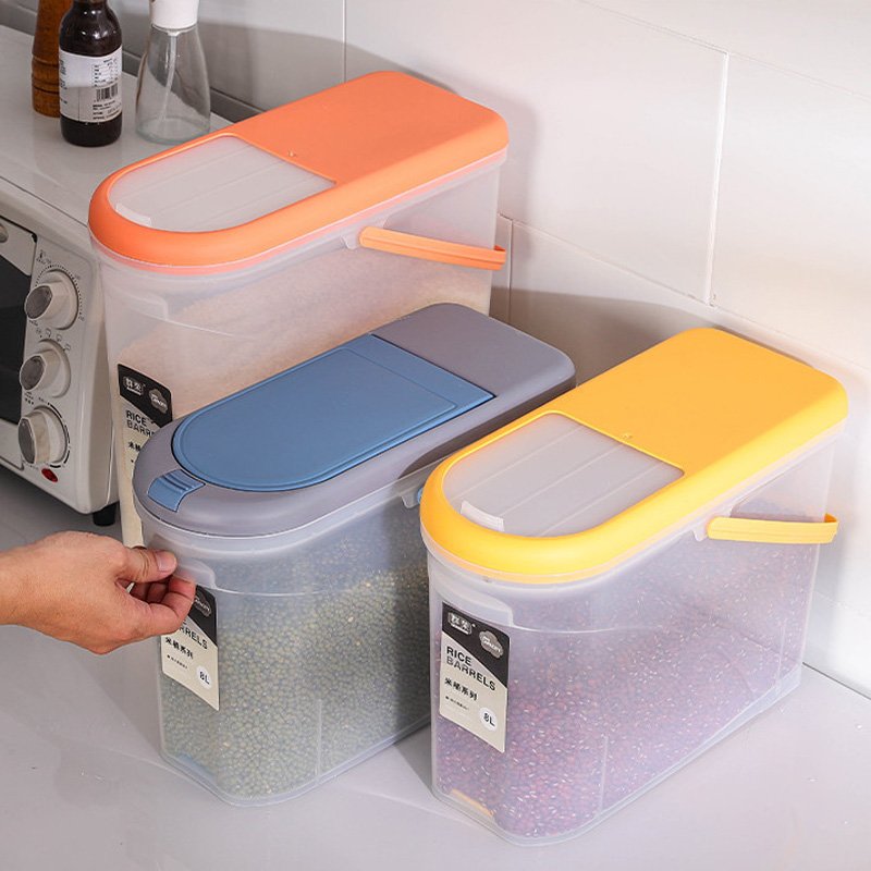 8L Space Saving Cereal Storage Container Multifunction Kitchen Plastic Grain Rice Storage Box